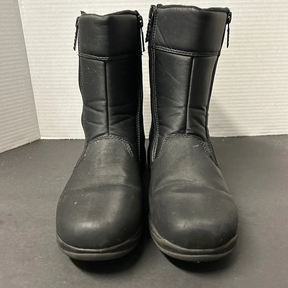 Totes Winter Boots Womens 8M Black Good Dual Zipper Quilted 024-8906